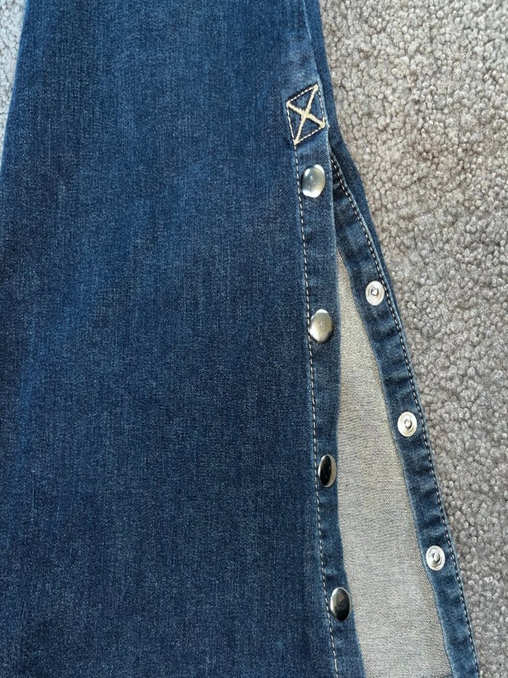 JADED LONDON Y2K Distressed Ripped Side Snap Skinny Flare Blue Denim Jeans - 25 - Picture 5 of 14